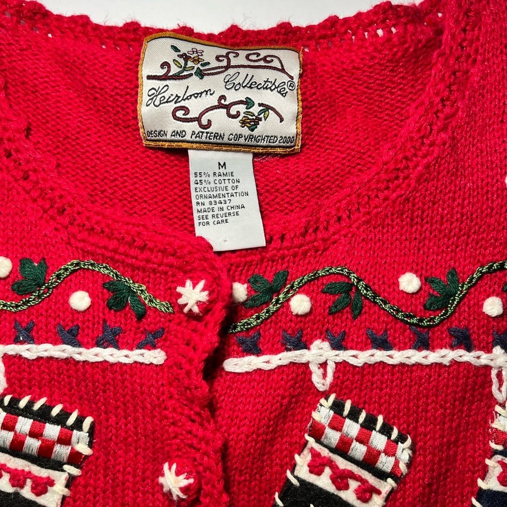 Vintage Tiara International Christmas Sweater Cardigan Grandmacore Kitsch - Picture 3 of 9